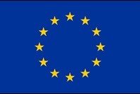 EU Flagge: Blauer Grund mit einem Kreis aus gelben Sternen darauf.